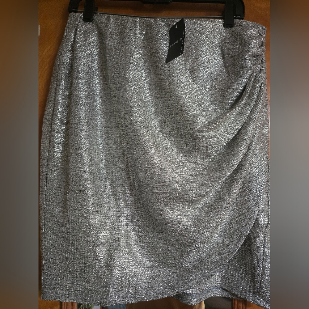 Torrid Silver Ruched Pencil Skirt for Cocktail Nights